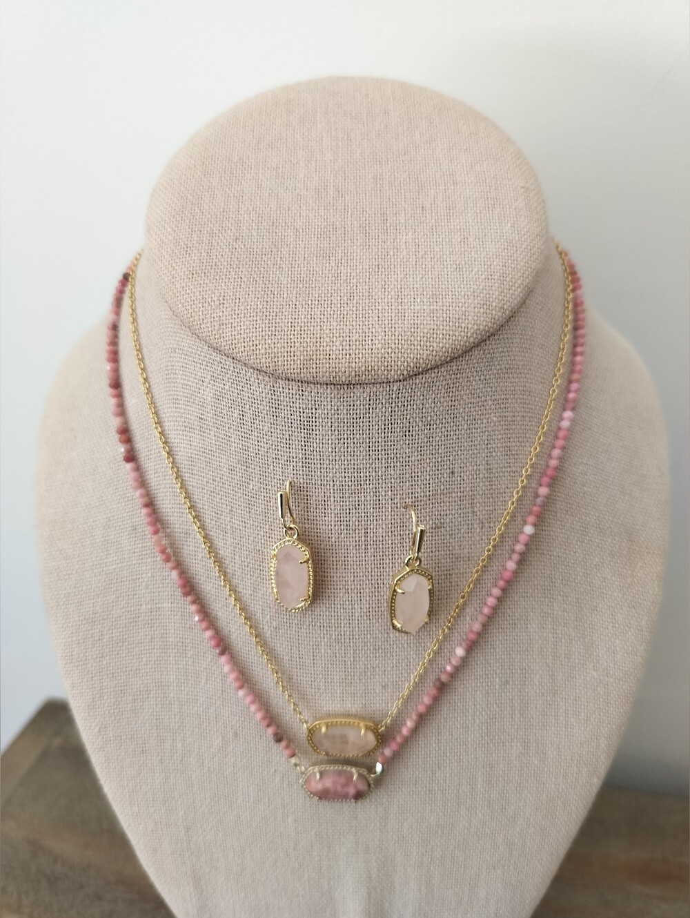 Kendra Scott Pink Stone Gold-Plated Necklace & Earring Set